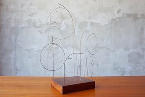 Vintage Wire & Redwood Sculpture