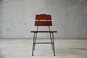 Set of Four 1950s Iron and Exotic Wood Side Chairs.