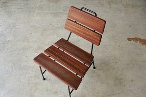 Set of Four 1950s Iron and Exotic Wood Side Chairs.