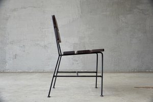 Set of Four 1950s Iron and Exotic Wood Side Chairs.