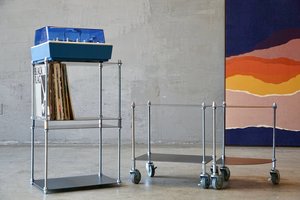 Left- 2 standard tables ables & 1 set of vertical locks.

Right- Standard table and corner table, with casters.