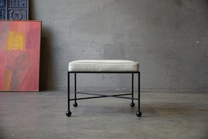 Iron & Fabric 'French' Stools/Ottomans