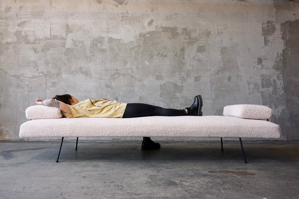 Iron Framed Sofa After Adrian Pearsall