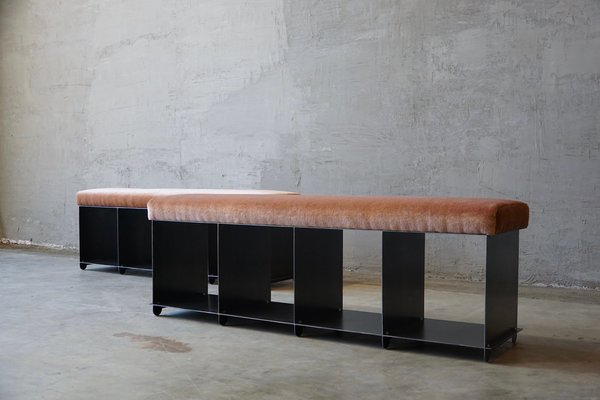 Architectural Steel & Mohair Benches